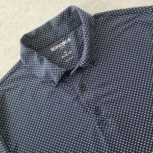 Bonobos Golf Mens Slim Fit Polo Shirt Navy Blue Geometric Print Size Medium